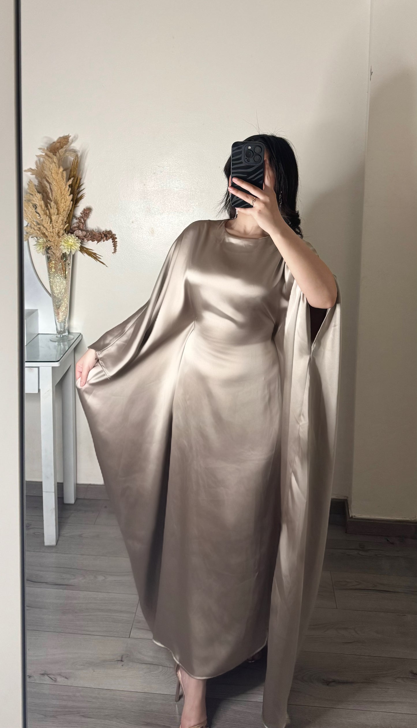 Butterfly abaya  beige